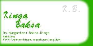 kinga baksa business card